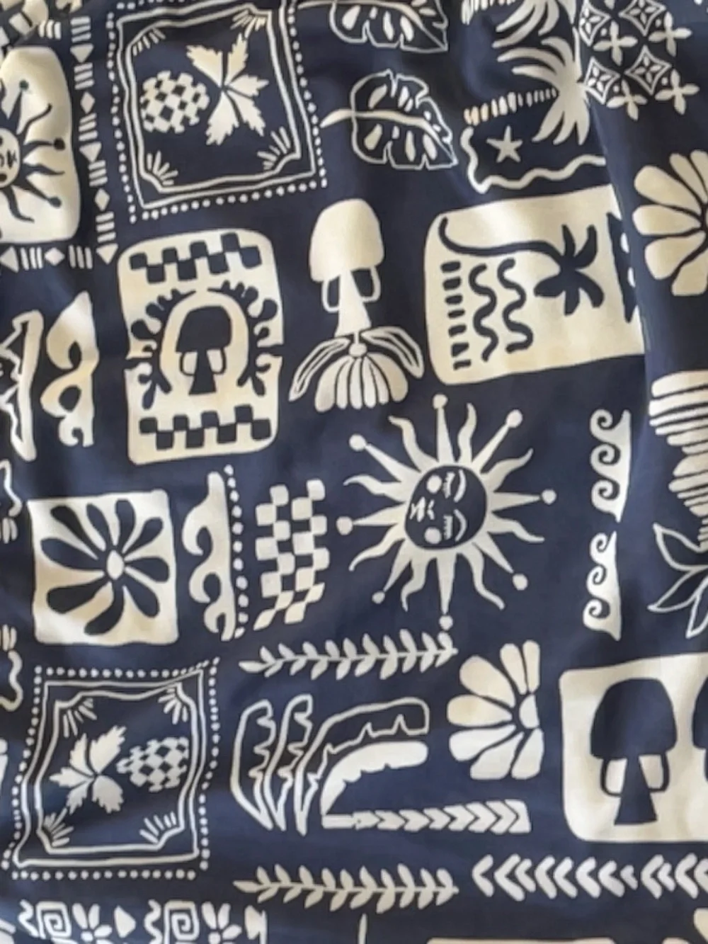 See You Monday Boho Navy and Cream Printed Maxi Skirt